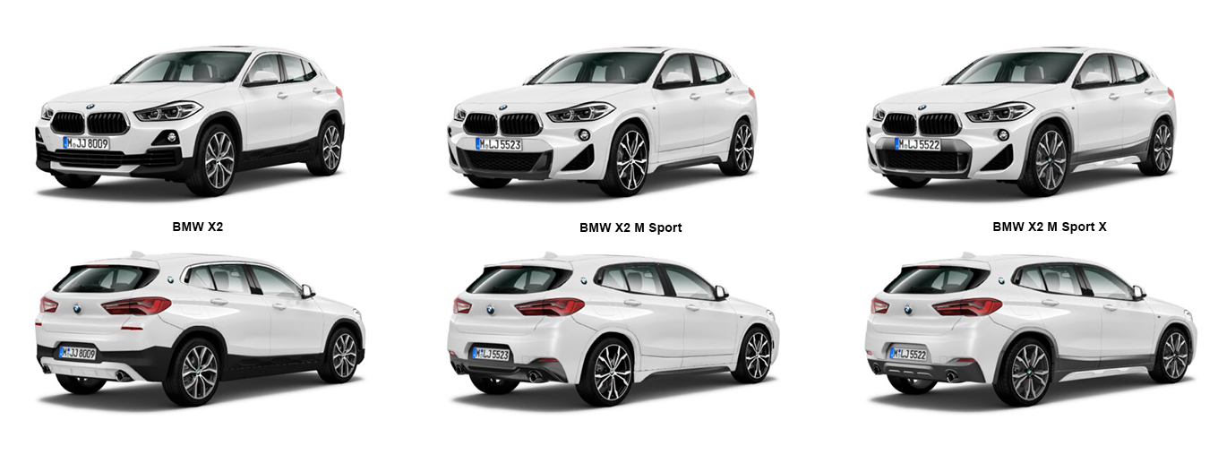 Отличия базового BMW X2, BMW X M Sport и BMW X2 M Sport X